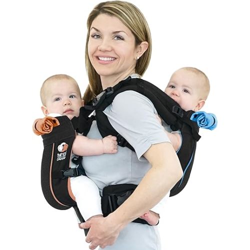 TwinGo Carrier - Breathable Twin Baby Carrier That Separates into 2 Baby Carriers, Adjustable Twin Carriers for Babies and Toddlers (10-45 lbs), Fits Adults XS-XXL - Air Model, Classic Black
