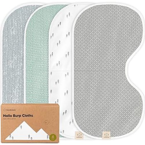 KeaBabies 4-Pack Baby Burp Cloths Baby Girl, Boy - Organic Cotton Burp Cloth, Extra Large, Absorbent, Soft Burping Cloths & Bibs Set for Babies, Newborn Burp Clothes, Thick Burp Rags (Nordic)