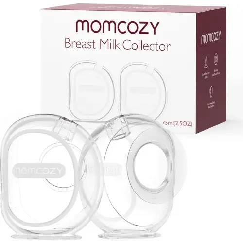 Momcozy Milk Collector for Breastmilk, Pea Breastfeeding Milk Catchers with Flange More Fit & Soft, Silicone Milk Collector Reusable Breast Milk Shells 2.5oz/75ml, 2 Pack