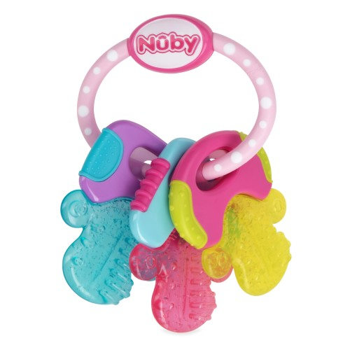 Nuby IcyBite Textured and Soothing Teether for Baby, Multicolor Keys on a Ring
