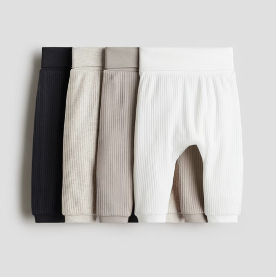 4-PACK RIBBED COTTON PANTS
