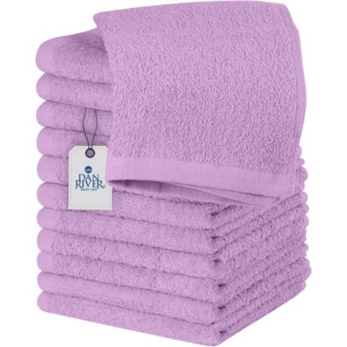 Dan River 100% Cotton High-Quality Washcloths Pack of 12 Soft, Absorbant and Multipurpose Towels for Face & Body - Lavender, 12x12in