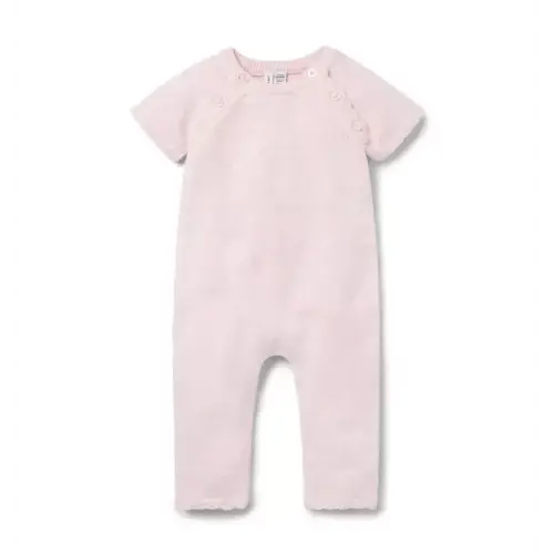 Newborn Soft Pink Heather Baby Crochet One-Piece by Janie and Jack