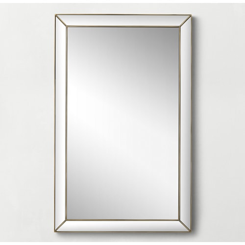Metal-Trimmed Beveled Tall Dresser Mirror - Aged Brass