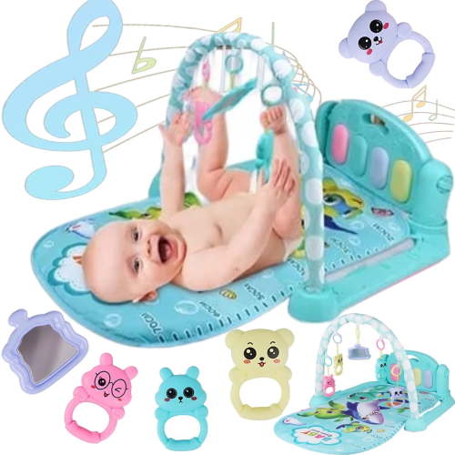 3 in 1 Baby Play Mat with Toys, Musical Activity Gym for Infant Kickball and Piano Play, Newborn, Ocean World Green