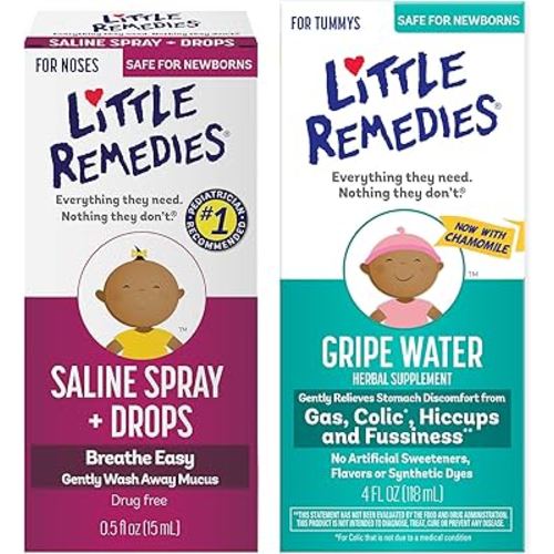Little Remedies Infant Gas and Nose Solutions (1-0.5 oz Saline Spray and Drops, 1-4 oz Fast Acting Gripe Water)