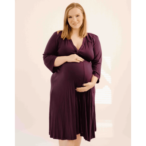 Lila Labor & Postpartum Gown in Plum