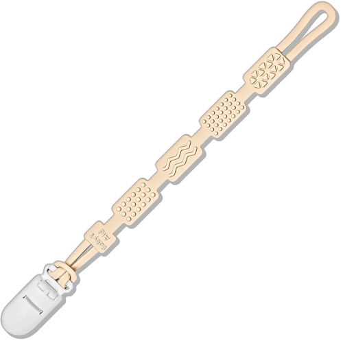 Silicone Pacifier Clip for Babies - 4 Teething Textures, 100% Food-Grade One-Piece Design, Flexible & Easy to Maintain Teether Clips for Girls & Boys, Pacifier Holder for Infants - Baby’s Aid
