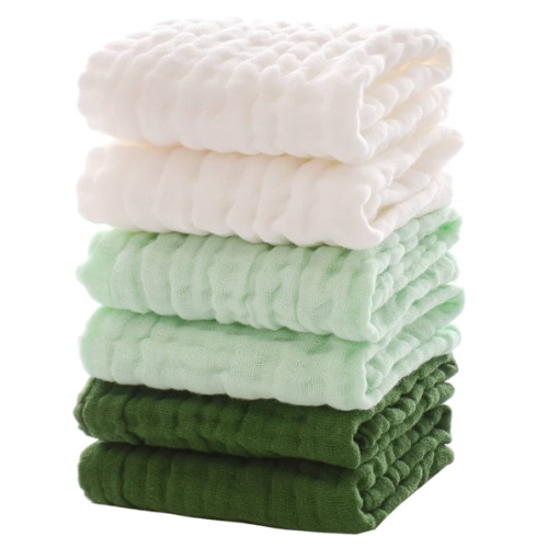 MUKIN Baby Washcloths - Soft Face Cloths for Newborn, Absorbent Bath Face Towels, Baby Wipes, Burp Cloths or Face Towels, Baby Registry as Shower. Pack of 6-12x12 inches (Green)