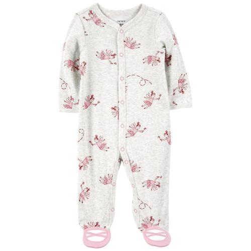 Baby Ballet Snap-Up Cotton Blend Sleep & Play Pajamas - 9M - Style,Grey