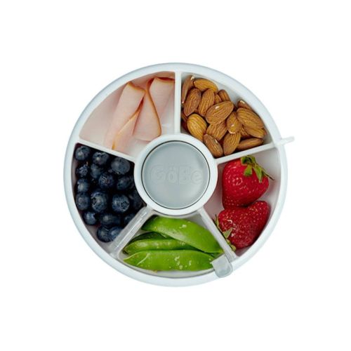 Gobe Kids' Small Snack Spinner Flip Bundle With Sticker Sheet And Hand Strap Baby Food Storage - Gray - 11oz