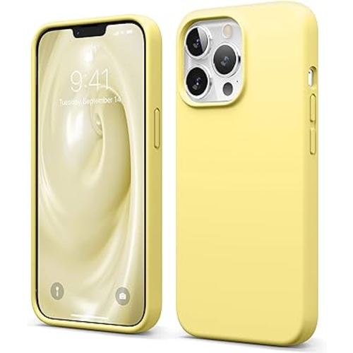 elago Compatible with iPhone 13 Pro Case, Liquid Silicone Case, Full Body Screen Camera Protective Cover, Shockproof, Slim Phone Case, Anti-Scratch Soft Microfiber Lining, 6.1 inch (Yellow)