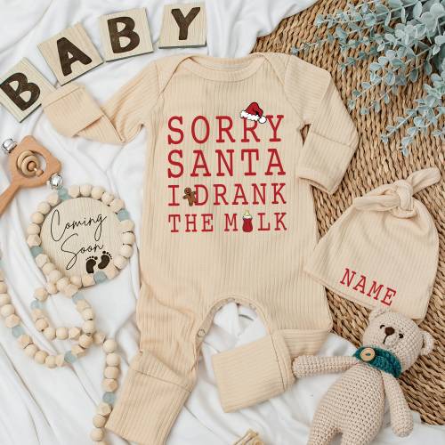 Sorry Santa I Drank The Milk Baby Romper, Baby Cozy Clothes, Christmas Bodysuit, Baby Outfit, Long Sleeve Bodysuit, First Christmas Outfit