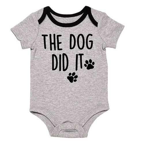 Baby Starters® BWA® Size 6M "The Dog Did It Bodysuit" in Grey