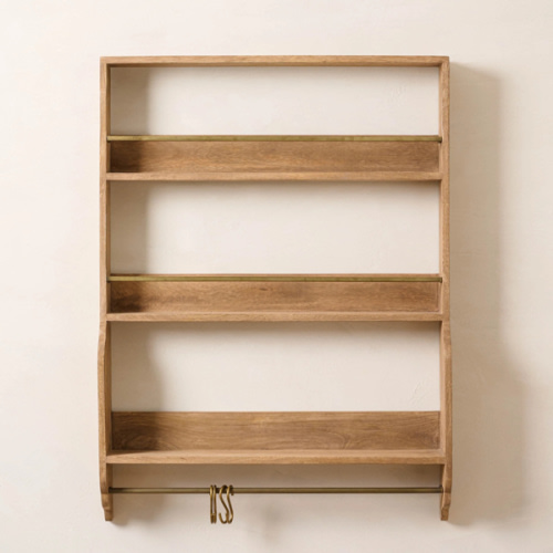 Magnolia Hannon Wood and Brass Display Shelf