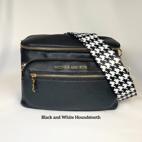 Zoey Crossbody Diaper Bag- Black + Strap