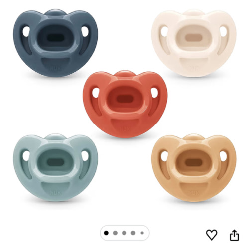 NUK Timeless Comfy Pacifier | 100% Silicone, One-Piece Design | BPA-Free, Gentle on Baby’s Skin | 5-Pack, for 6-18M