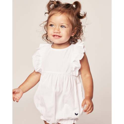 Petite Plume Baby's Twill Ruffled Romper in White