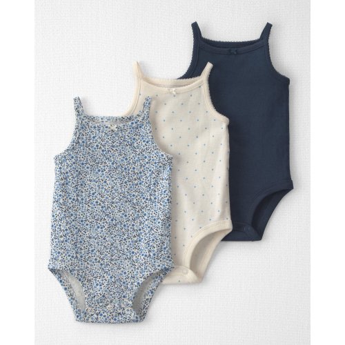 Newborn Size - Baby Girl 3-Pack Organic Cotton Bodysuits - Little Planet | Carter's