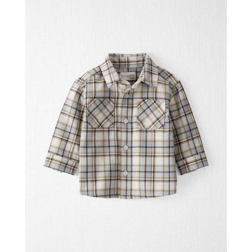 Baby Organic Cotton Herringbone Button-Front Shirt in Plaid - Little Planet | Carter's