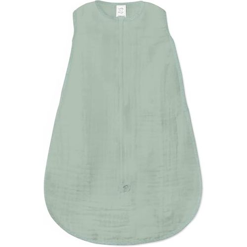 SwaddleDesigns Baby Sleep Sack 0-6 Months, Cotton Muslin Wearable Blanket with 2-Way Zipper, Non-Weighted Sleeping Sack for Safer Sleep, Jadeite, Small