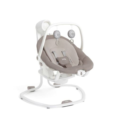 Joie Miso 2-in-1 Swing & Rocker - Walnut: 3-Point Harness, Detachable Toy Bar, Calming Vibrations, Electric & Battery Operated