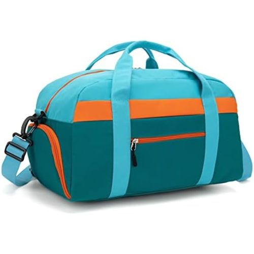 HawLander Kids Duffle Bag for Boys or Girls, Fit School Practice, or Overnight Travel (Blue Green)