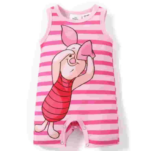 Disney Winni the Pooh Baby Bodysuits,Graphic Striped Sleeveless Outfits for Gifts, Sizes 0/3-24M