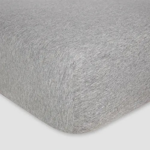 Burts Bees Baby Solid Fitted Crib Sheet Organic Cotton BEESNUG - Heather Grey, Fits Unisex Standard Bed and Toddler Mattress, Infant Essentials, 28 x 52 x 5.5 Inch 1-Pack