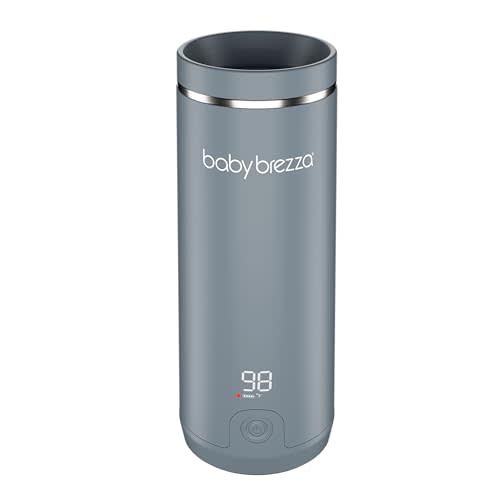 Baby Brezza Portable Warmer – 3X Faster Baby Bottle Warming - Travel Breastmilk and Formula Warmer - Safe, Even Heating - Up to 9oz - No Adapters, Grey