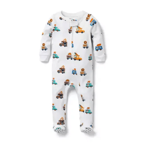 Baby White Food Truck Baby Good Night Footed Pajama In Food Truck by Janie and Jack