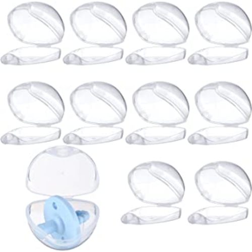 10 Pack Pacifier Case, Pacifier Holder Case Clear Pacifier Container Pacifier Box for Travel Transparent Clip Pacifier Accessories