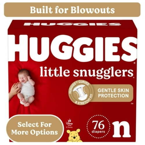 Huggies Little Snugglers Baby Diapers, Size Newborn (up to 10 lbs), 76 Ct (Select for More)