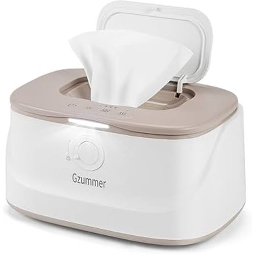 Baby Wipe Warmer, Wipe Warmer and Baby Wet Wipes Dispenser, 3 Temperature Control Large Capacity Wipes Warmer for Babies with Night Light (Gray+White)