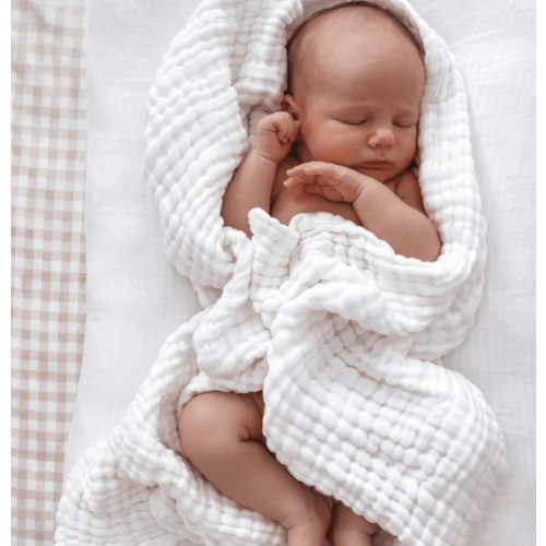 3 Little Crowns Organic Cotton Gauze Blanket - White