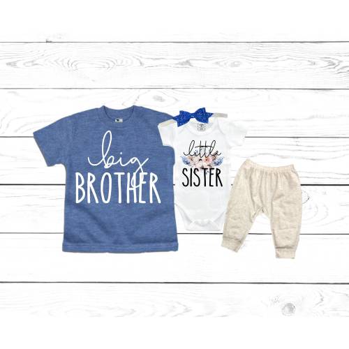 Big Brother/Little Sister Matching Sibling Set. Baby Shower Gift. Take Home Outfit. Matching Sibling Set