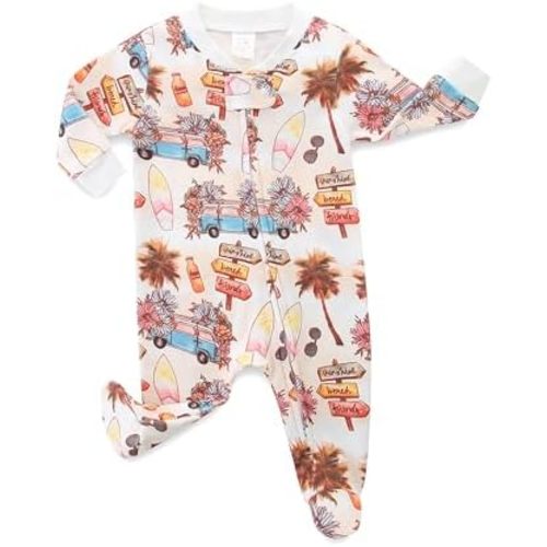 Neutral Baby Clothes Boy Girl Footed Cotton Long Sleeve Double Zipper Onesie