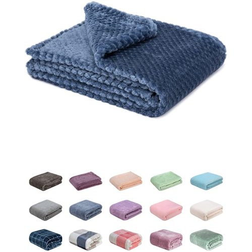 Fuzzy Blanket or Fluffy Blanket for Baby, Soft Warm Cozy Coral Fleece Toddler, Infant or Newborn Receiving Blanket for Crib, Stroller, Travel, Decorative (28Wx40L, XS-Smoked Blue)