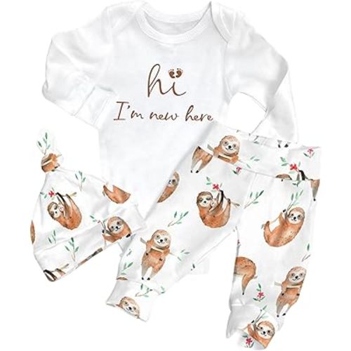 WIQI Newborn Boy Clothes Letter Print Long Sleeve Baby Romper+Cute Animal Pants With Hat 3PCS Baby Boy Spring Summer Outfits