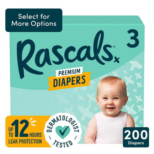 Rascals Premium Diapers - Super Value Pack, Size 3-7