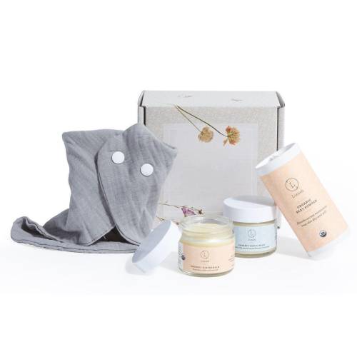 USDA Organic Baby Gift Set, Powder, Balm & Bib, Sensitive Skin