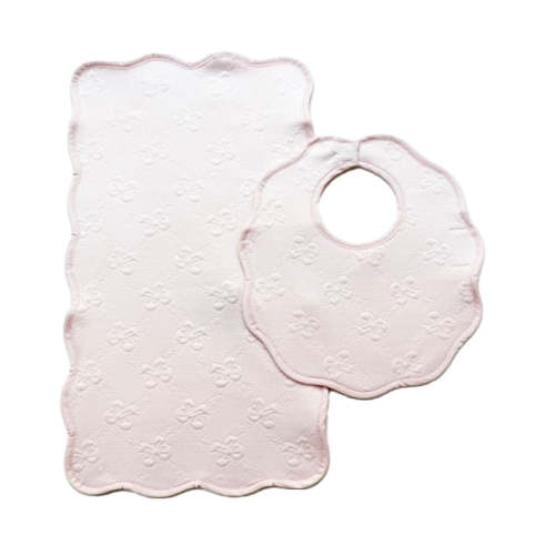 Bib & Burp Cloth Set - Pink Jacquard Bows - by Terry Tots – Purple Butterfly