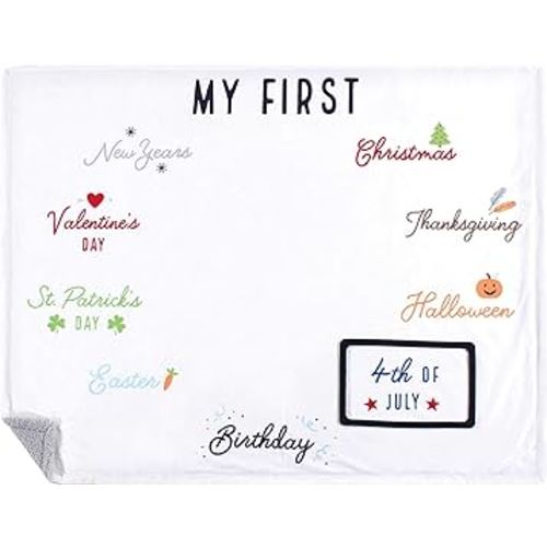 Hudson Baby Unisex Baby Plush Holiday and Milestone Blanket, Holiday, One Size