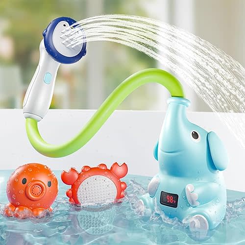 G-WACK Baby Bath Toys Shower Head Sprayer with Water Thermometer for New Borns, Toddlers and Kids | Baby Accessories, and Essentials in Bathtub or Sink | Shampoo Bath Rinser | USB Rechargeable-VⅡ