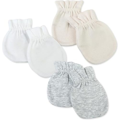 HonestBaby Multipack Baby Cap Hats and Mitts Sets No Scratch Mittens 100% Organic Cotton for Newborn Boys, Girls, Unisex