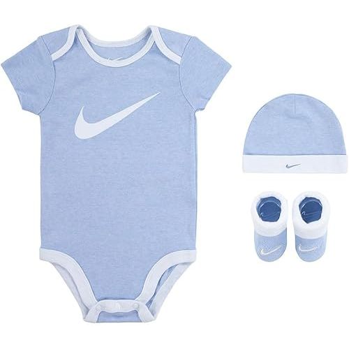 Nike 3-Piece Lightblue Set (Onesie, hat, booties), 0-6 months