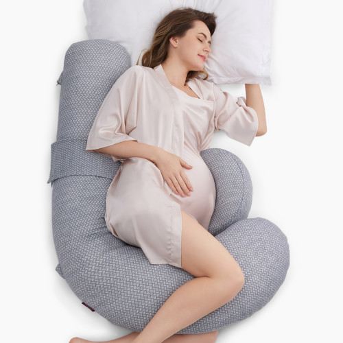 Momcozy F Shape Pregnancy Pillow with Air Layer Cover