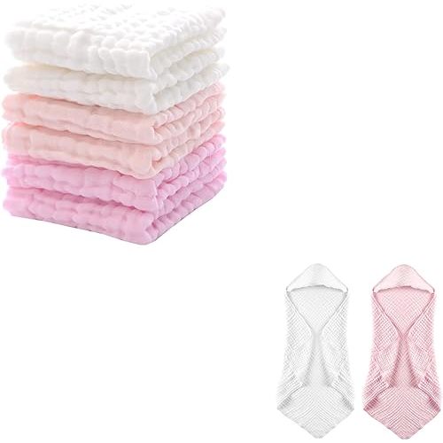 MUKIN Baby Washcloths and Hooded Towels Sets