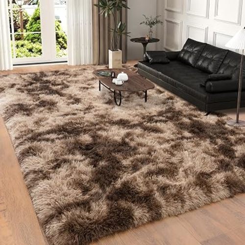 Super Fluffy Area Rug for Bedroom, 4x6 Feet Modern Shag Cream Rugs, Soft and Cozy Plush Carpet for Kids,Girls Boys and Teens Decorations for Living Room Dorm Nursery Classroom, Brown
