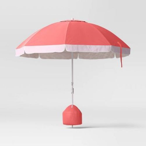8.5' Outdoor Patio Beach Umbrella Coral - Sun Squad™